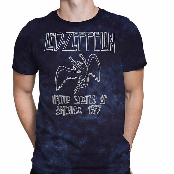 Led Zeppelin T-Shirt 1977 USA Tour Liquid Blue Tie Dye metal rock 6XL NWT - Picture 1 of 4